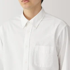 Outlet Muji Camisa Oxford con botones y acabado lavado para hombre