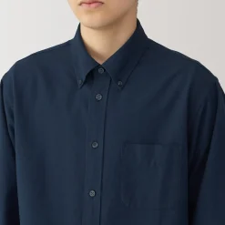 Outlet Muji Camisa Oxford con botones y acabado lavado para hombre