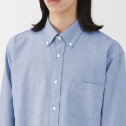 Outlet Muji Camisa Oxford con botones y acabado lavado para hombre