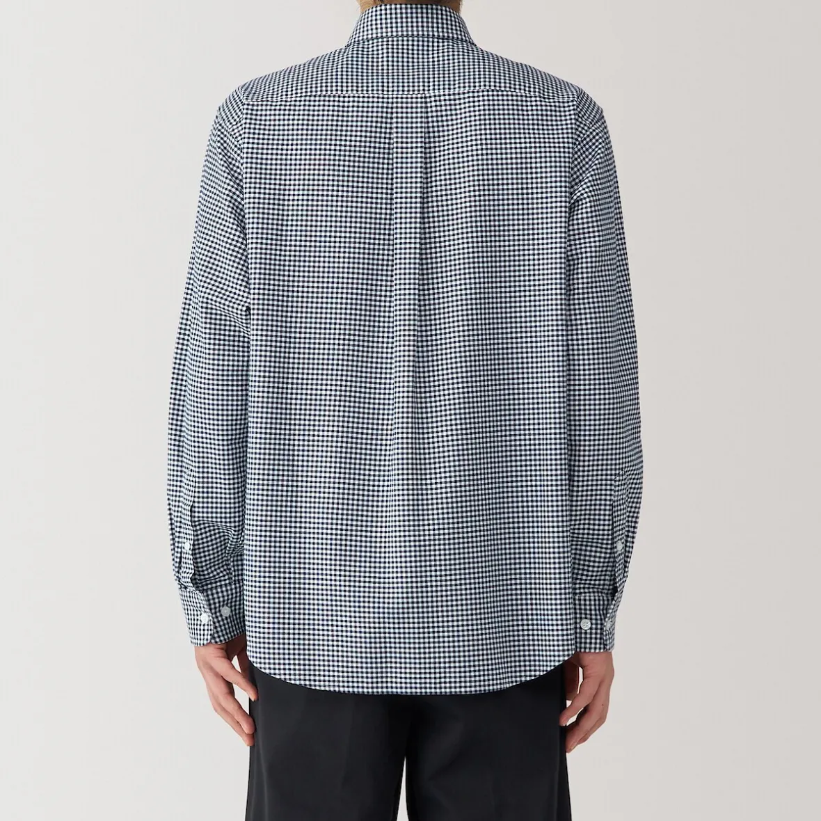 Outlet Muji Camisa Oxford con botones y acabado lavado para hombre Cuadros Azul Marino Oscuro