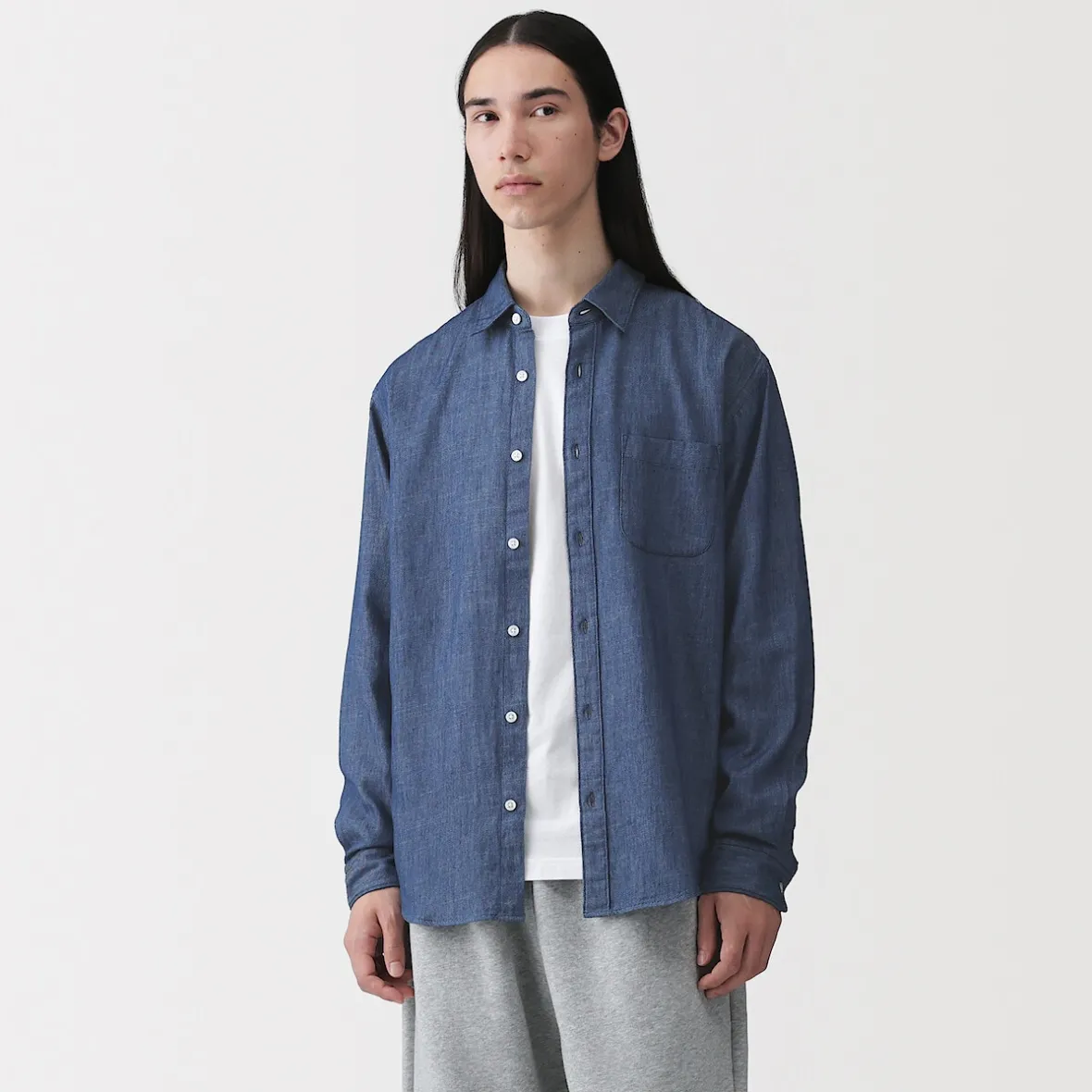 Muji Camisa vaquera para hombre