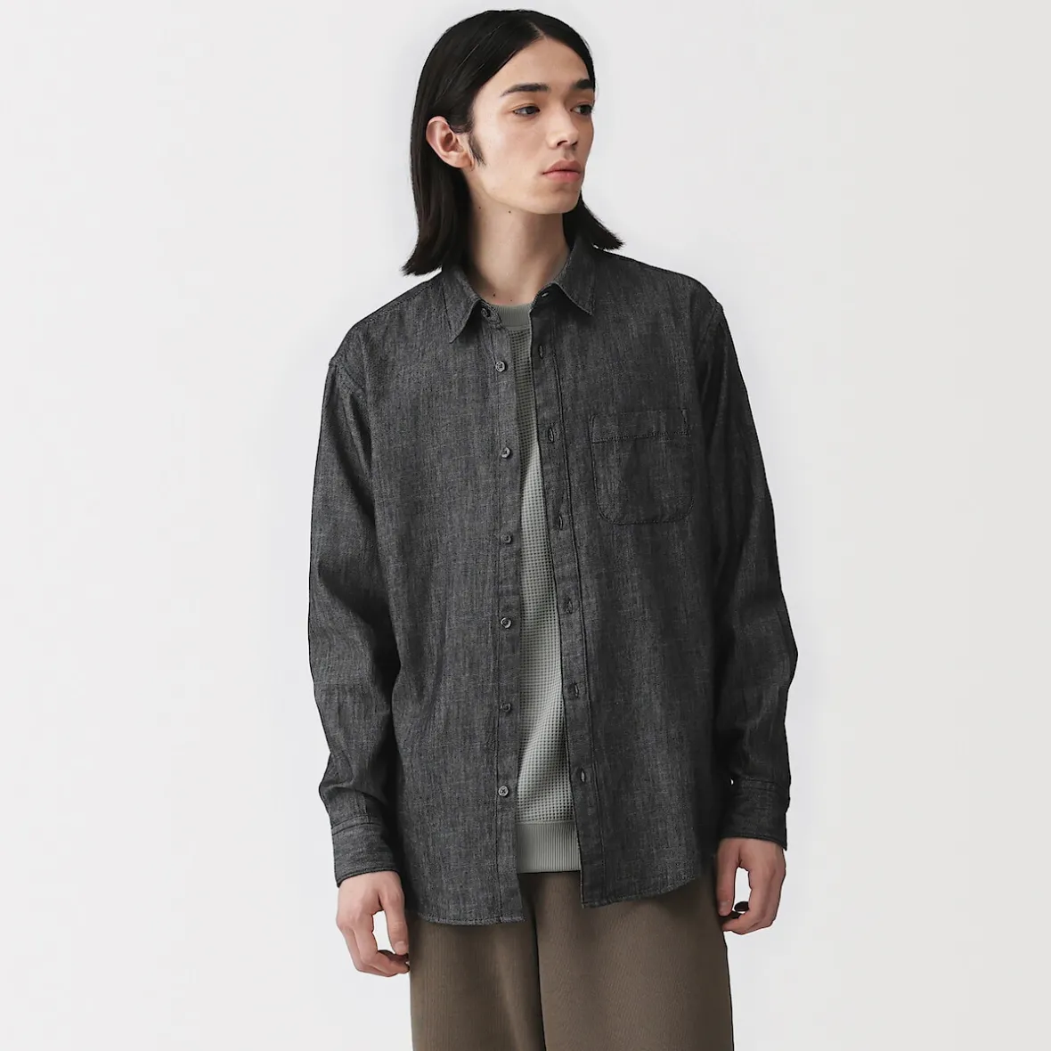 Muji Camisa vaquera para hombre