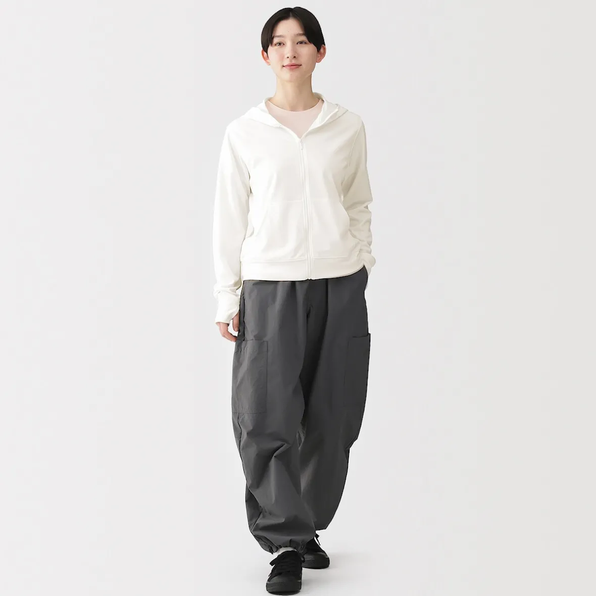 Discount Muji Camiseta con capucha y cremallera Quick Dry para mujer