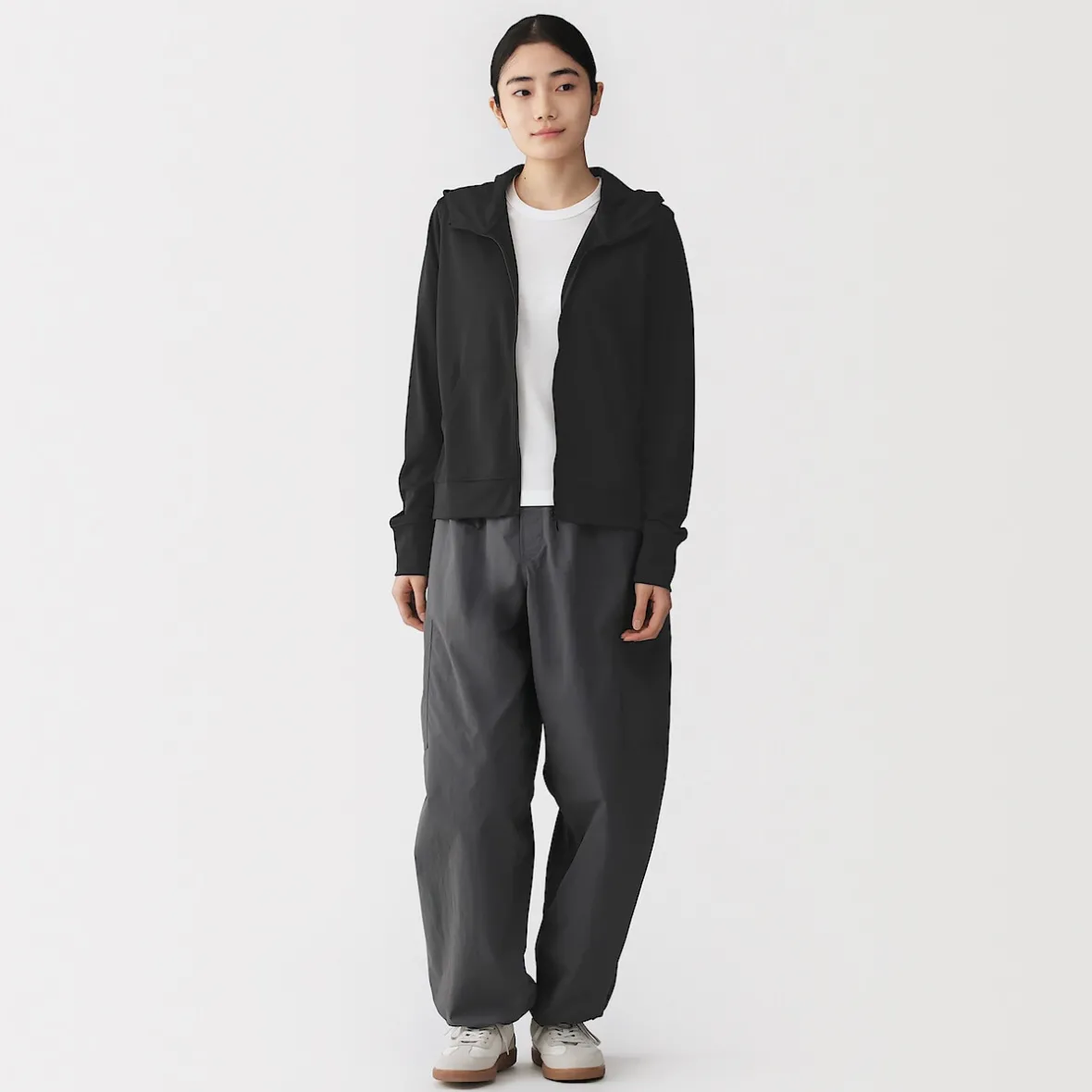 Discount Muji Camiseta con capucha y cremallera Quick Dry para mujer