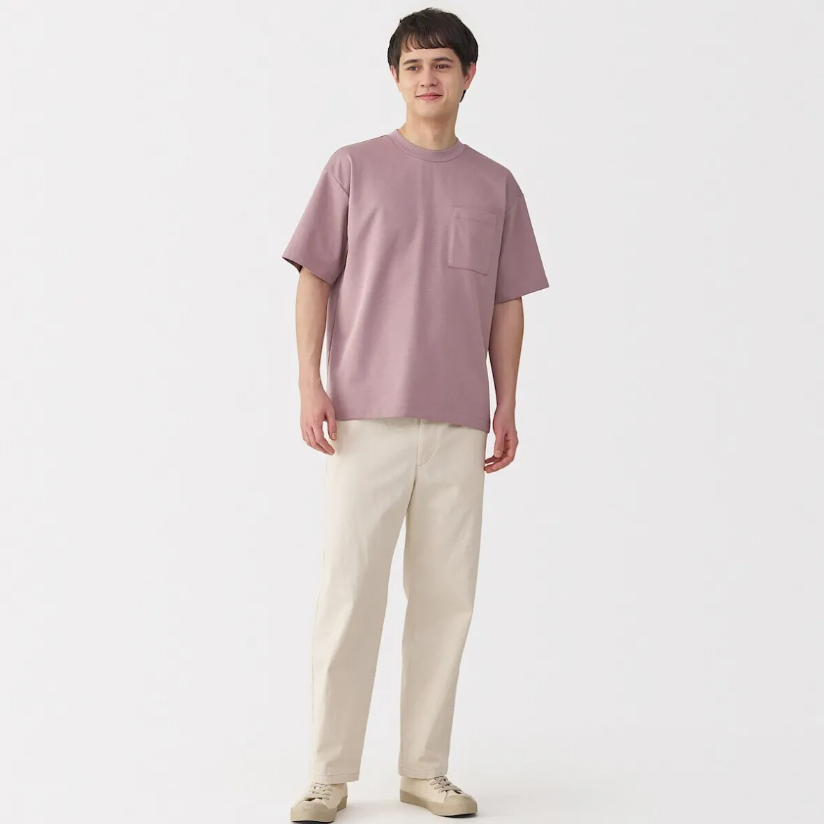 Discount Muji Camiseta Cool Touch Relaxed Fit con bolsillo para hombre.
