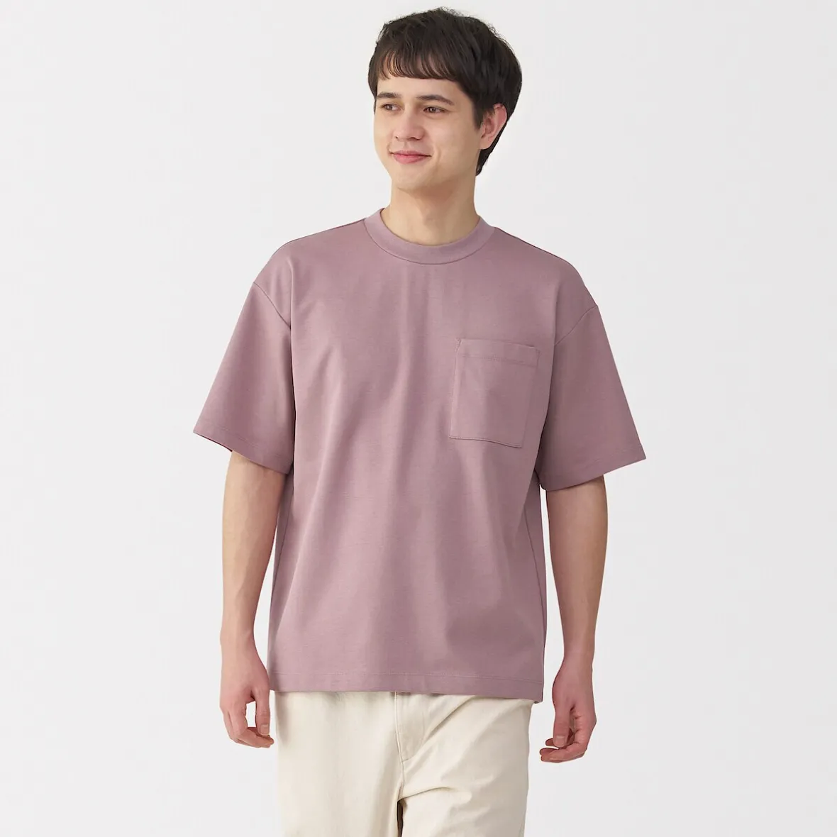 Discount Muji Camiseta Cool Touch Relaxed Fit con bolsillo para hombre.