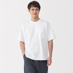 Hot Muji Camiseta Cool Touch Relaxed Fit con bolsillo para hombre