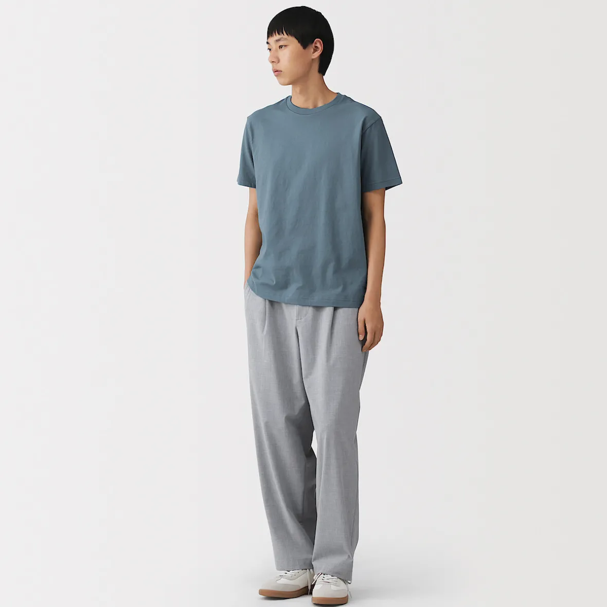 New Muji Camiseta de algodón de manga corta y cuello redondo