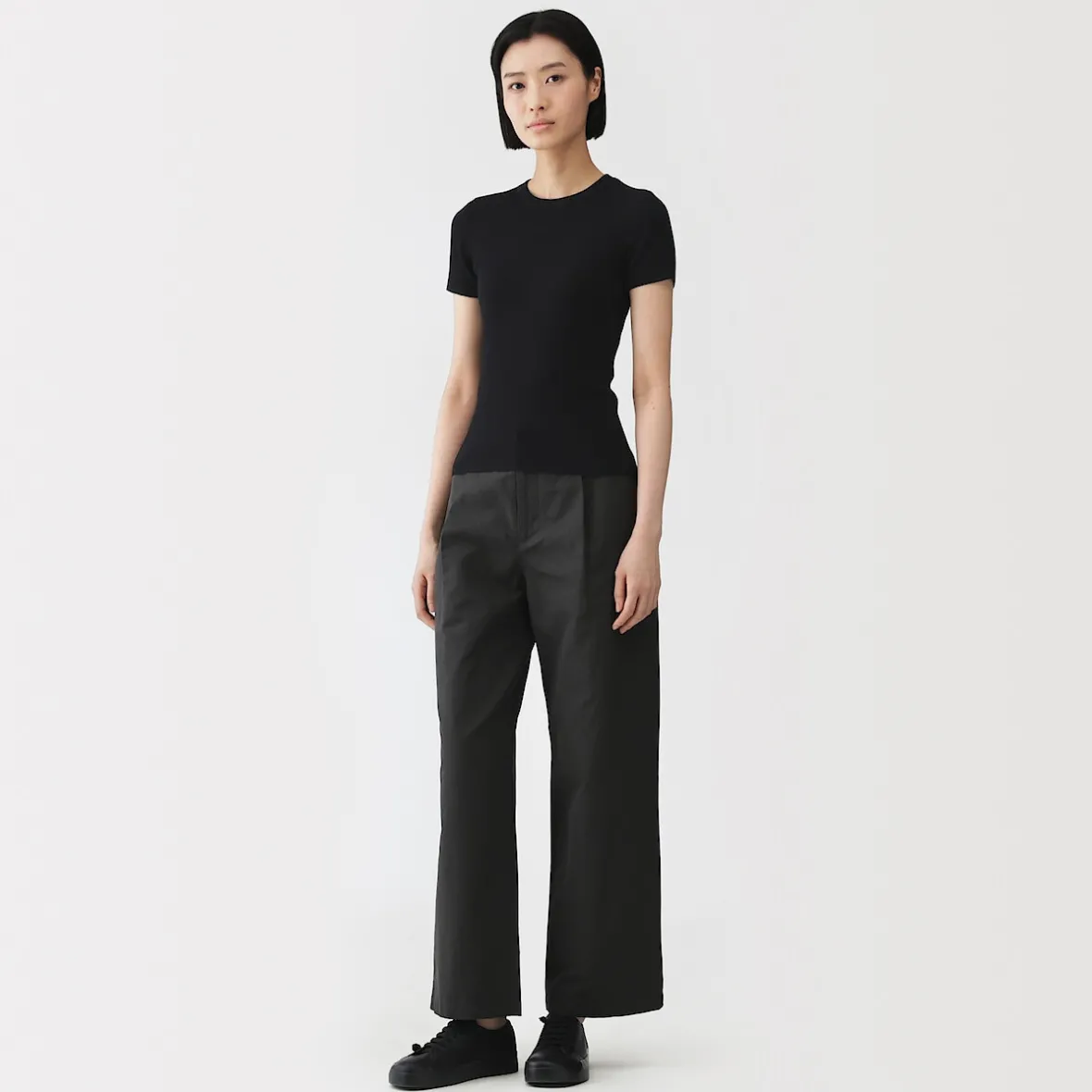New Muji Camiseta de algodón orgánico de alta torsión para mujer