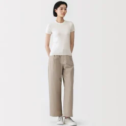 New Muji Camiseta de algodón orgánico de alta torsión para mujer