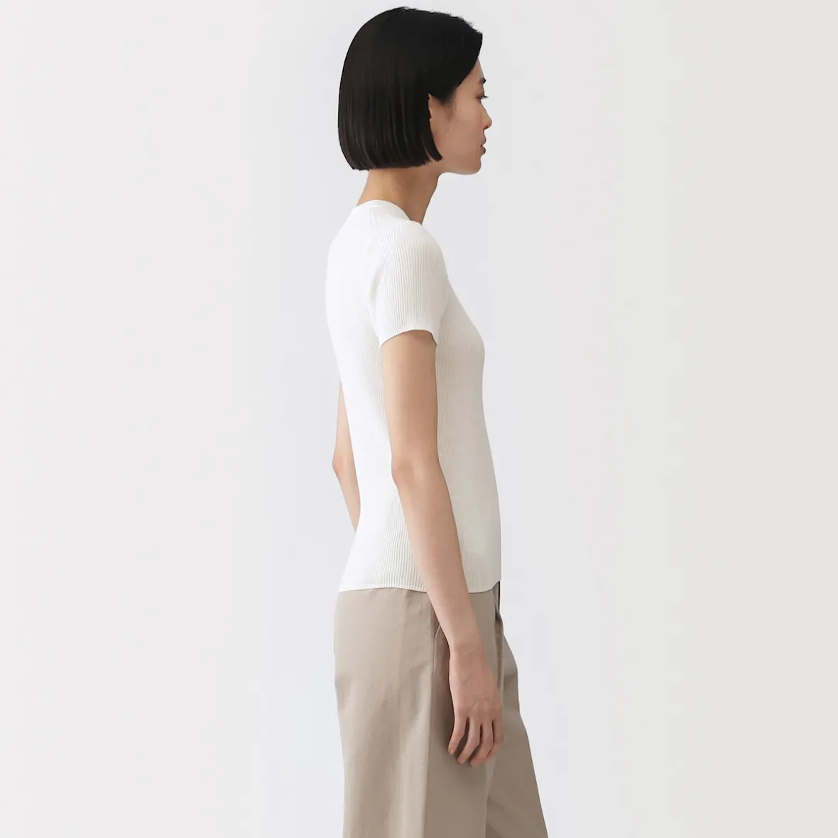 New Muji Camiseta de algodón orgánico de alta torsión para mujer