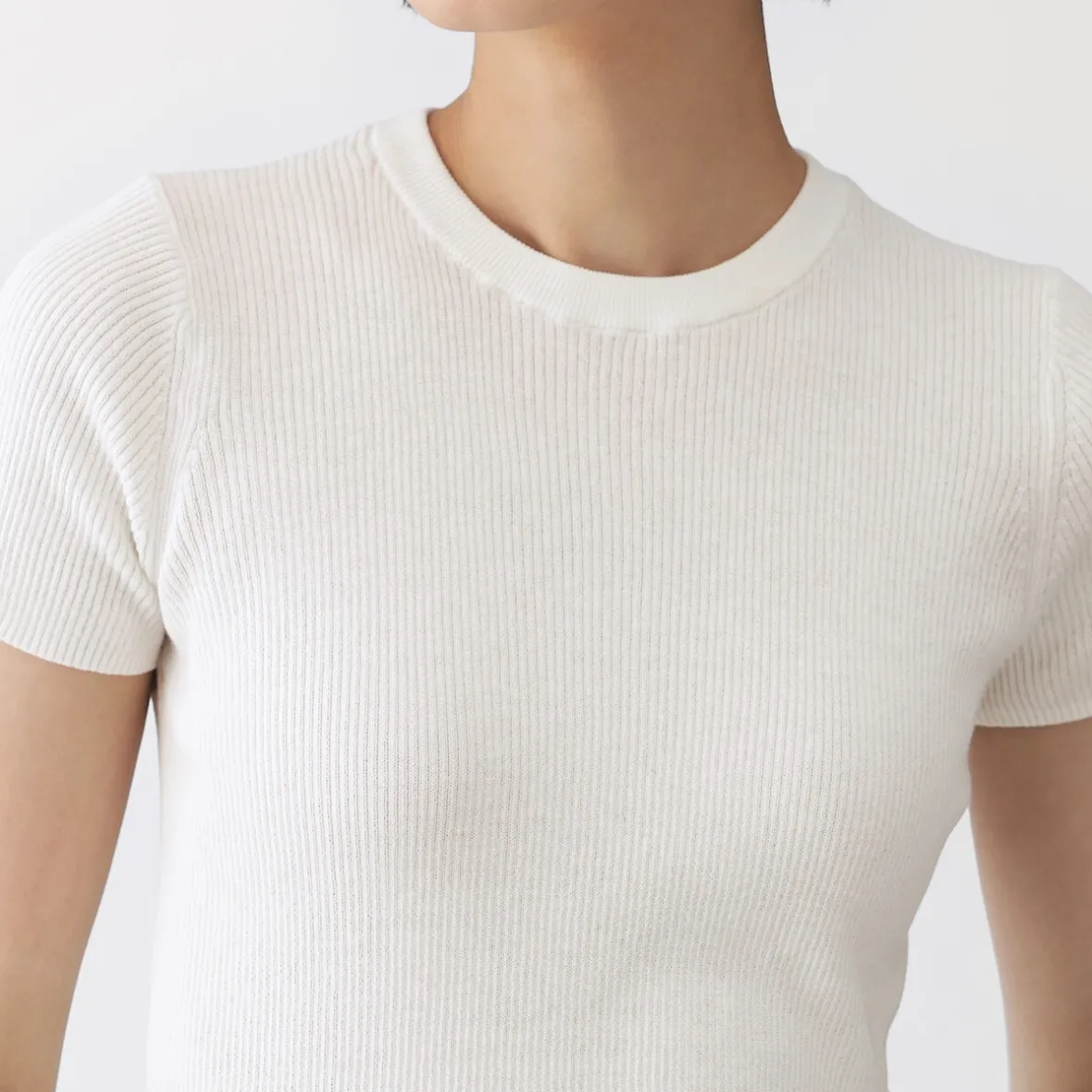 New Muji Camiseta de algodón orgánico de alta torsión para mujer