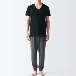 New Muji Camiseta de algodón sin costuras laterales con cuello en V - pack de 2, para hombre