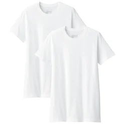 Online Muji Camiseta de algodón sin costuras laterales con cuello redondo - pack de 2, para hombre