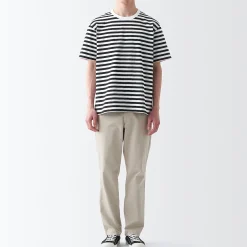 Outlet Muji Camiseta de jersey grueso Rayas Negro