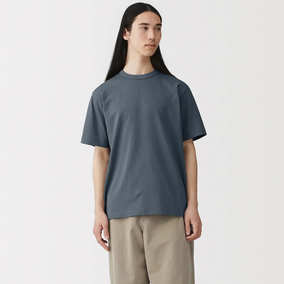 Muji Camiseta de jersey grueso para hombre