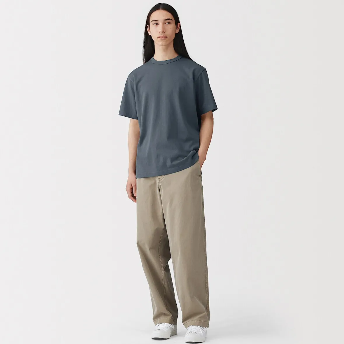Muji Camiseta de jersey grueso para hombre