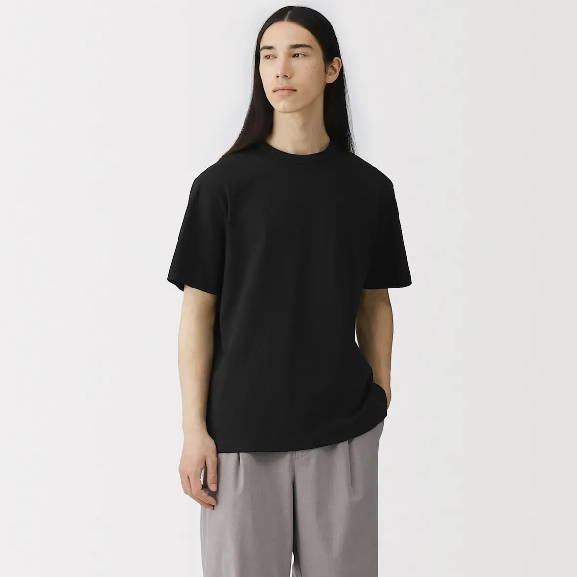 Muji Camiseta de jersey grueso para hombre