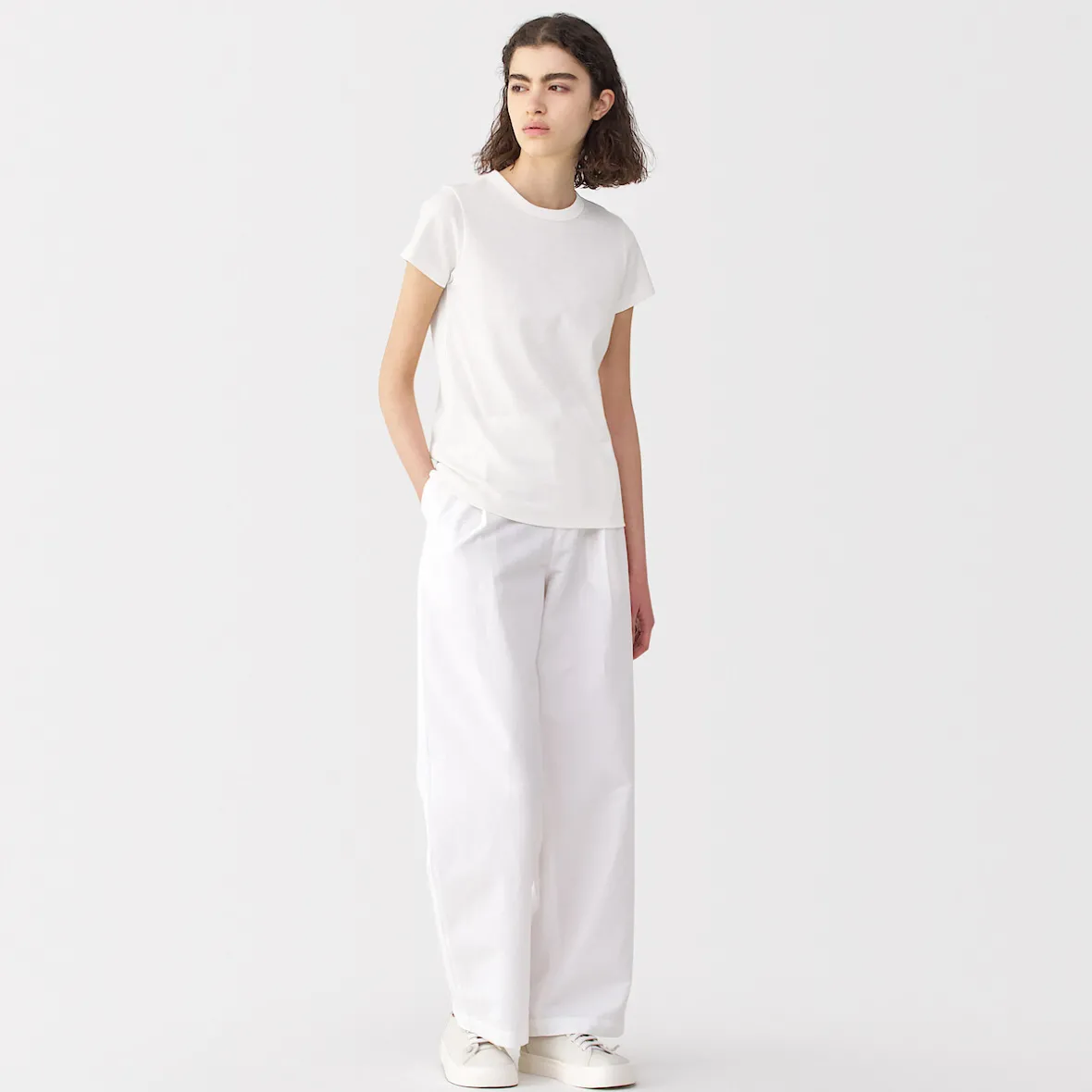 Muji Camiseta de lino y algodón para mujer