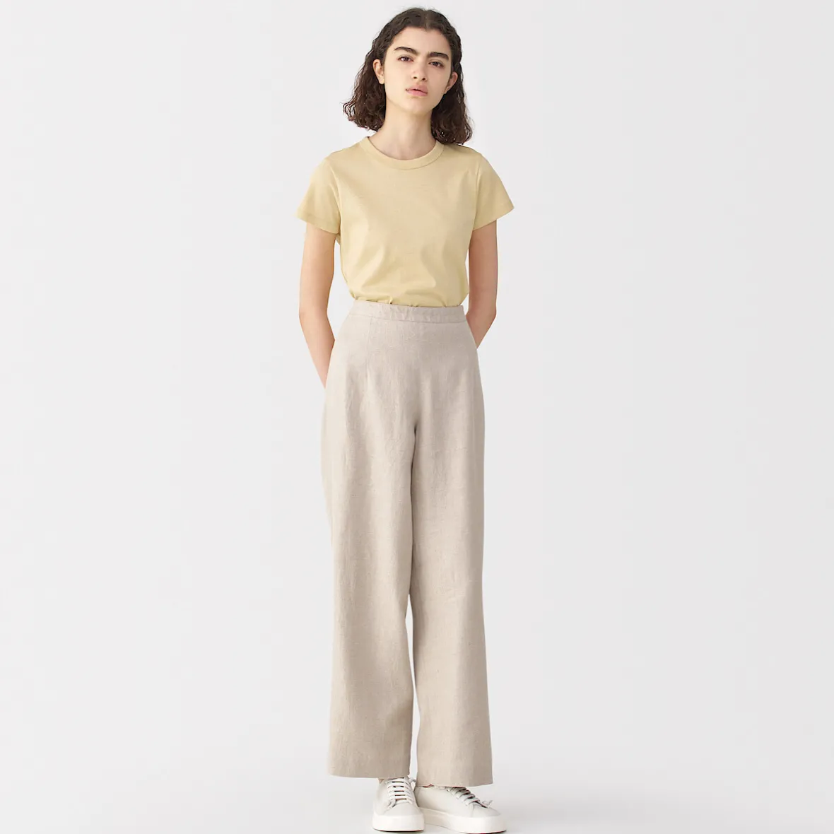 Muji Camiseta de lino y algodón para mujer