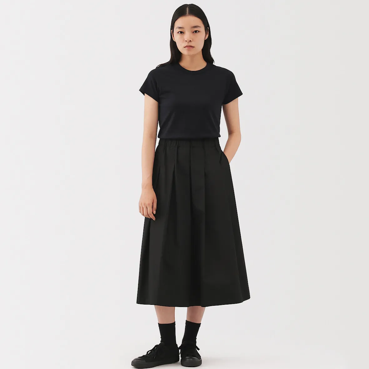 Muji Camiseta de lino y algodón para mujer