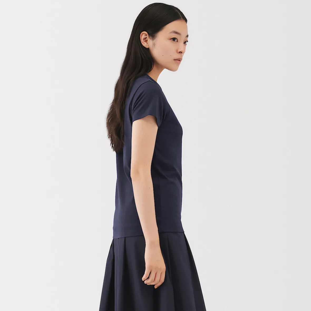 Muji Camiseta de lino y algodón para mujer
