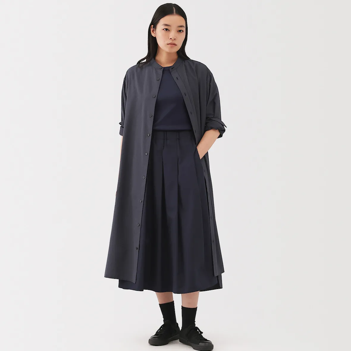 Muji Camiseta de lino y algodón para mujer
