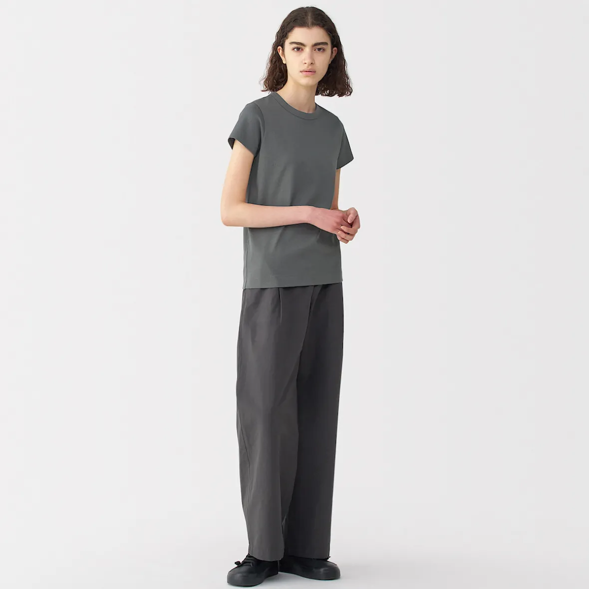 Muji Camiseta de lino y algodón para mujer
