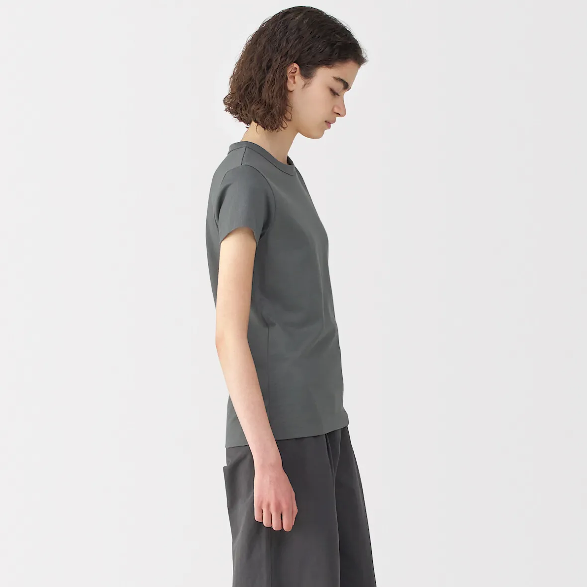 Muji Camiseta de lino y algodón para mujer