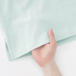 Muji Camiseta de manga de casquillo y algodón grueso para mujer