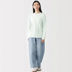 Best Muji Camiseta de manga larga de punto de alta torsión para mujer