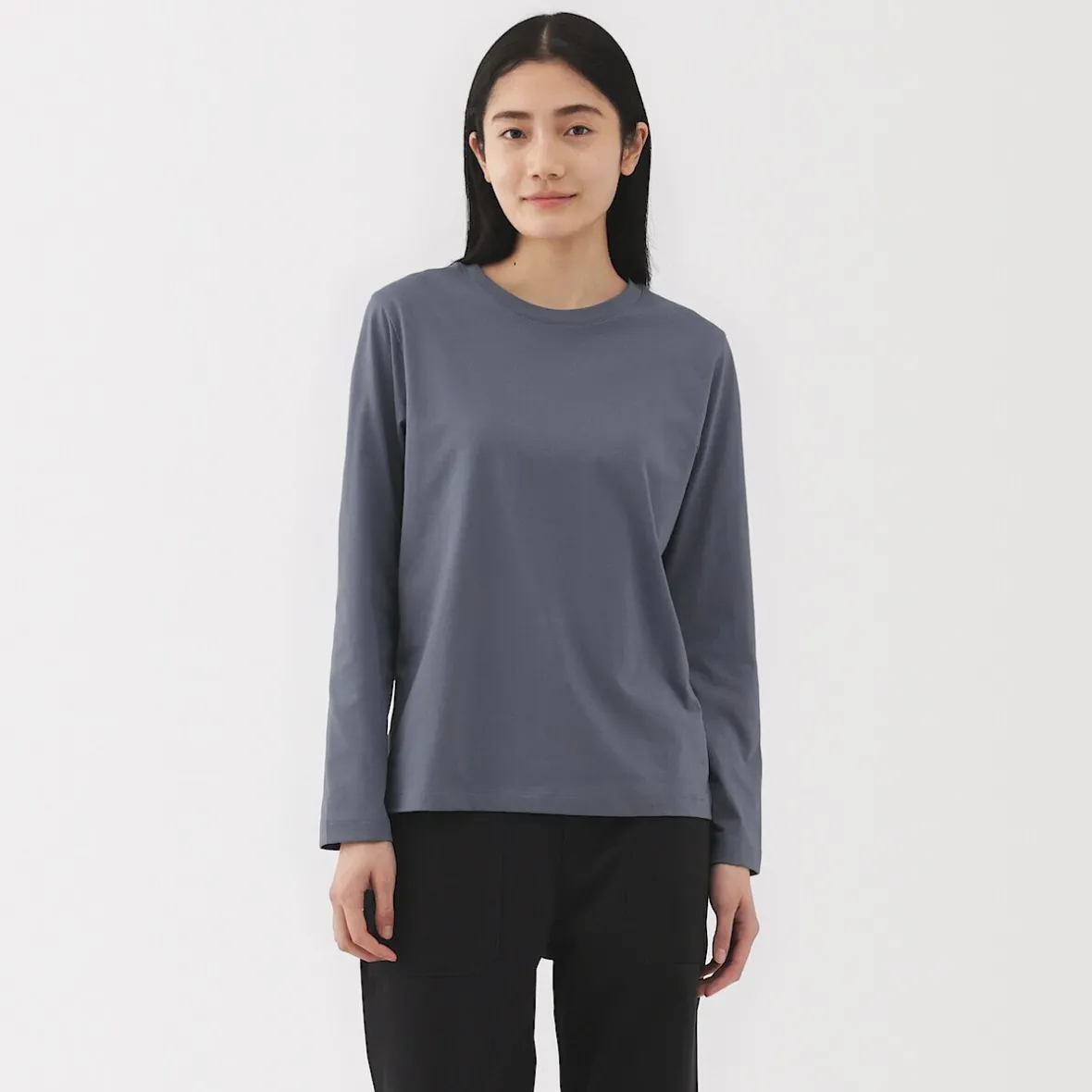 Sale Muji Camiseta de manga larga en mezcla de algodón para mujer