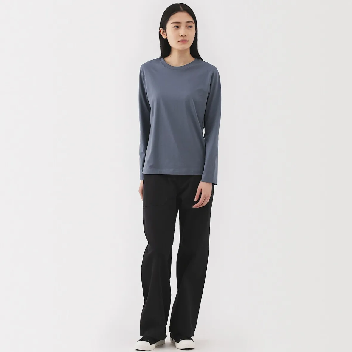 Sale Muji Camiseta de manga larga en mezcla de algodón para mujer