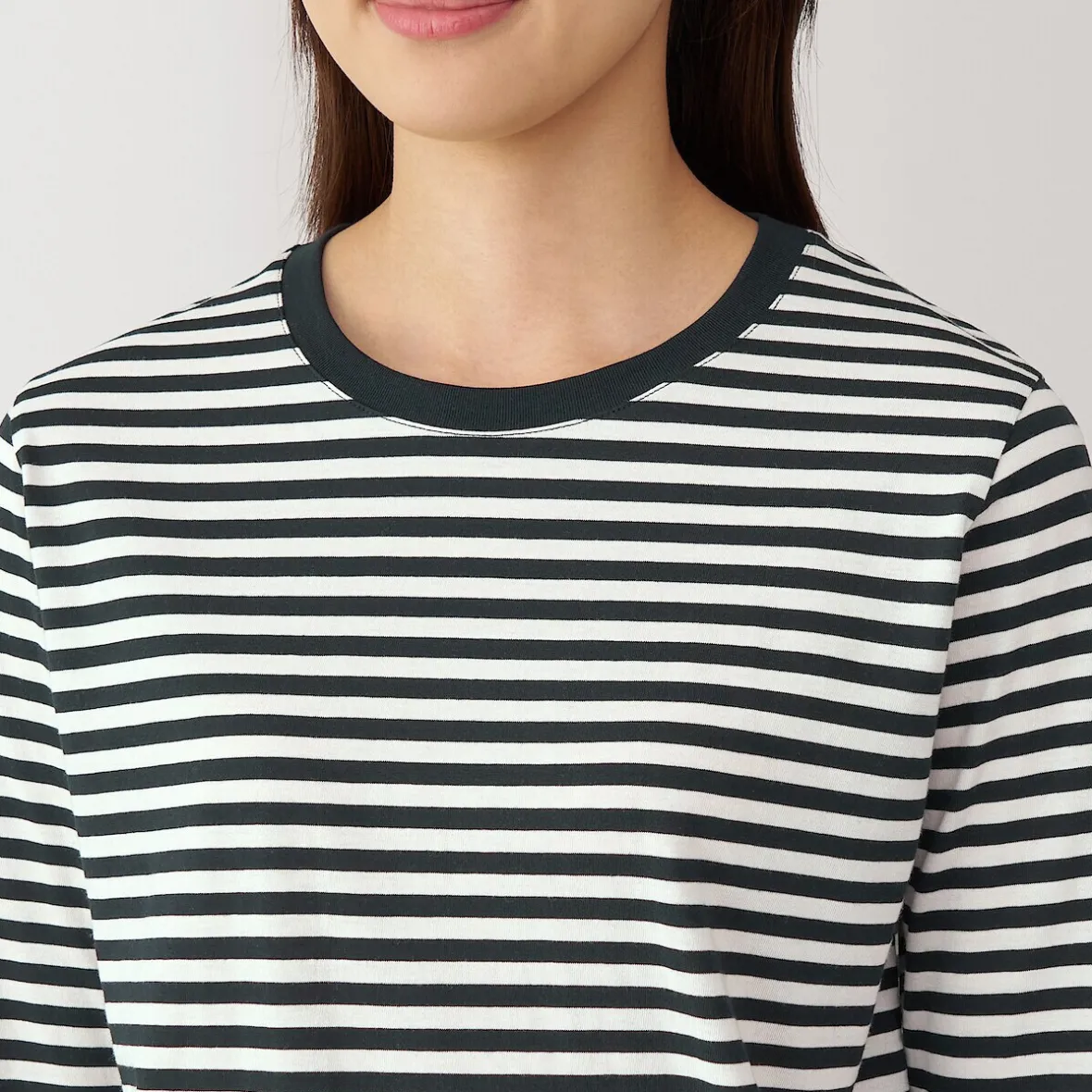 Sale Muji Camiseta de manga larga en mezcla de algodón para mujer