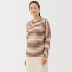 Sale Muji Camiseta de manga larga en mezcla de algodón para mujer