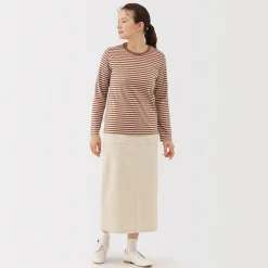 Sale Muji Camiseta de manga larga en mezcla de algodón para mujer