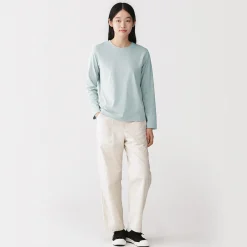 Best Muji Camiseta de manga larga en mezcla de algodón para mujer