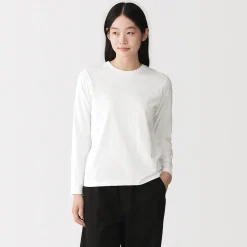 Best Muji Camiseta de manga larga en mezcla de algodón para mujer