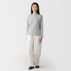 Best Muji Camiseta de manga larga en mezcla de algodón para mujer