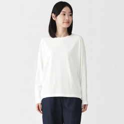 Muji Camiseta de manga larga murciélago de mezcla de lyocell para mujer