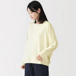 Muji Camiseta de manga larga murciélago de mezcla de lyocell para mujer