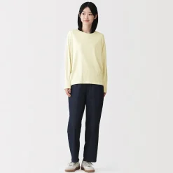 Muji Camiseta de manga larga murciélago de mezcla de lyocell para mujer
