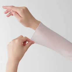 Muji Camiseta de manga larga transparente con cuello alto en mezcla de lyocell para mujer