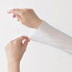 Muji Camiseta de manga larga transparente con cuello alto en mezcla de lyocell para mujer