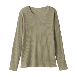 Muji Camiseta de manga larga y canalé en mezcla de lyocell para mujer