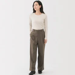 Muji Camiseta de manga larga y canalé en mezcla de lyocell para mujer