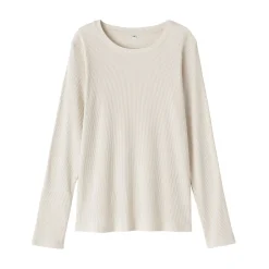 Muji Camiseta de manga larga y canalé en mezcla de lyocell para mujer