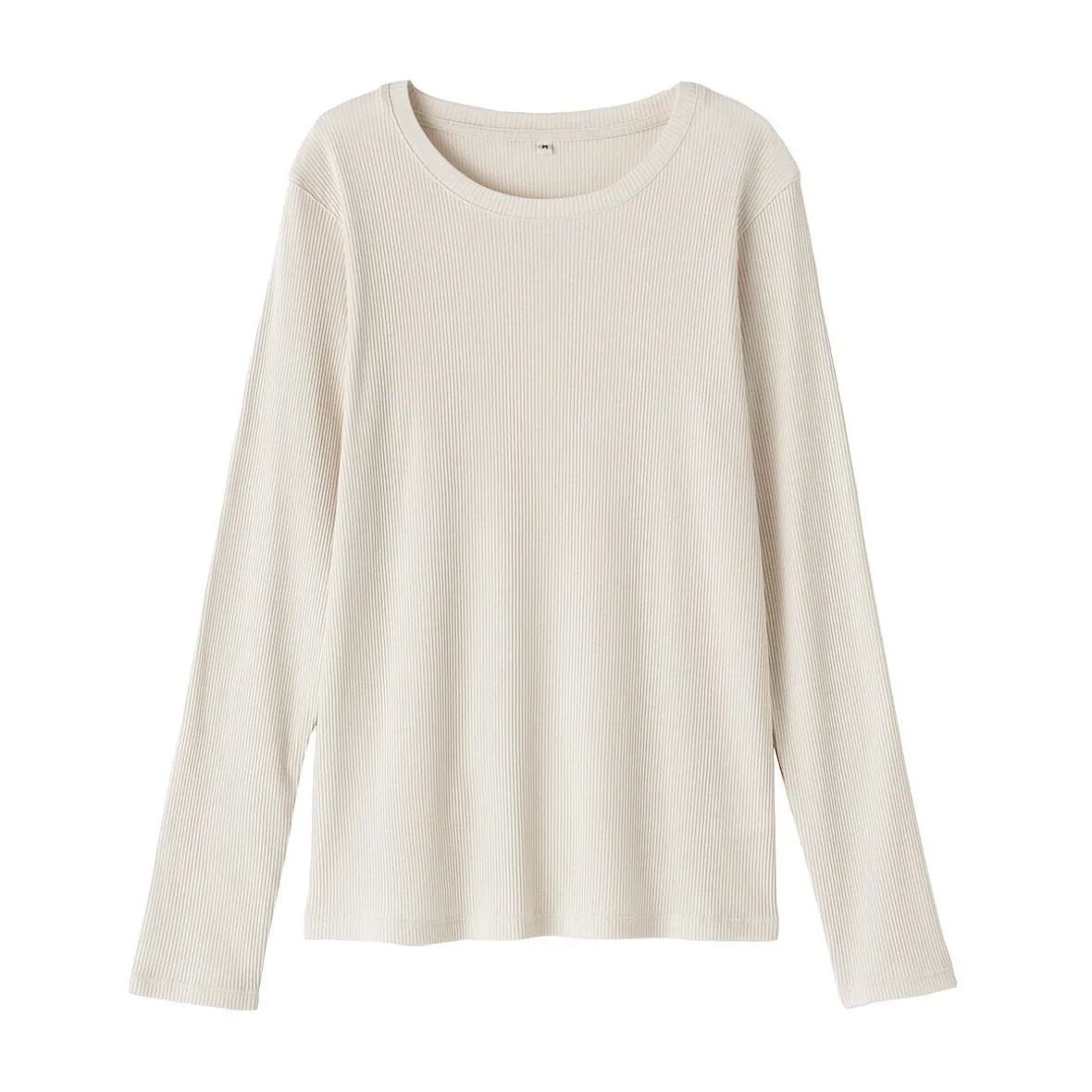 Muji Camiseta de manga larga y canalé en mezcla de lyocell para mujer