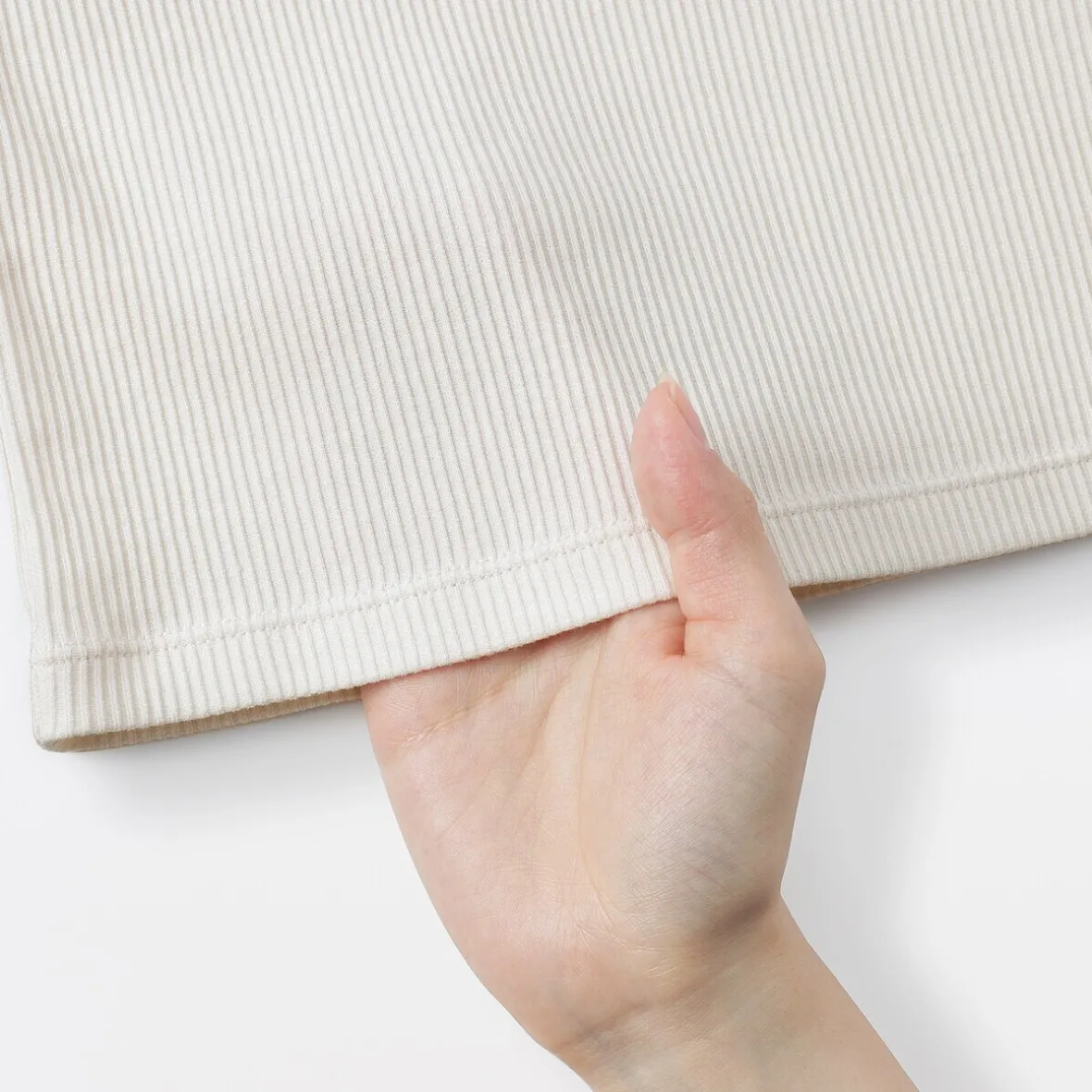 Muji Camiseta de manga larga y canalé en mezcla de lyocell para mujer
