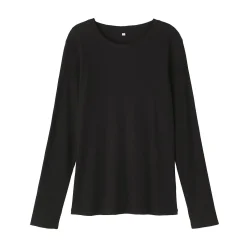 Muji Camiseta de manga larga y canalé en mezcla de lyocell para mujer